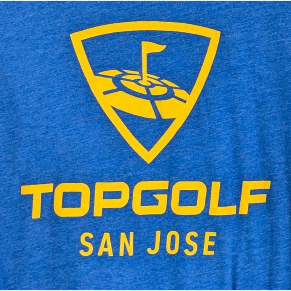 Topgolf San Jose S Graphic Tee Blue Yellow Short Sleeve Crew Neck Unisex Preppy